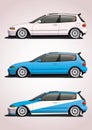 Set of hatchback models, side view Royalty Free Stock Photo